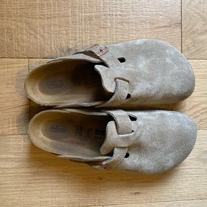 Birkenstock Boston Soft Footbed Suede Leather Taupe